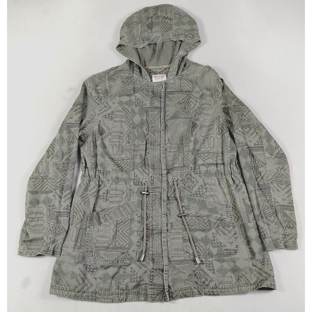 Mossimo Supply Co Jacket Womens 2XL Green Hooded Aztec Twill Anorak Geometric